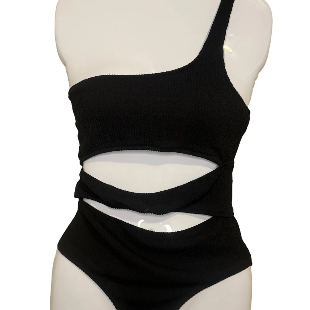 NWT Aerie Black One-Shoulder Cutout Bodysuit